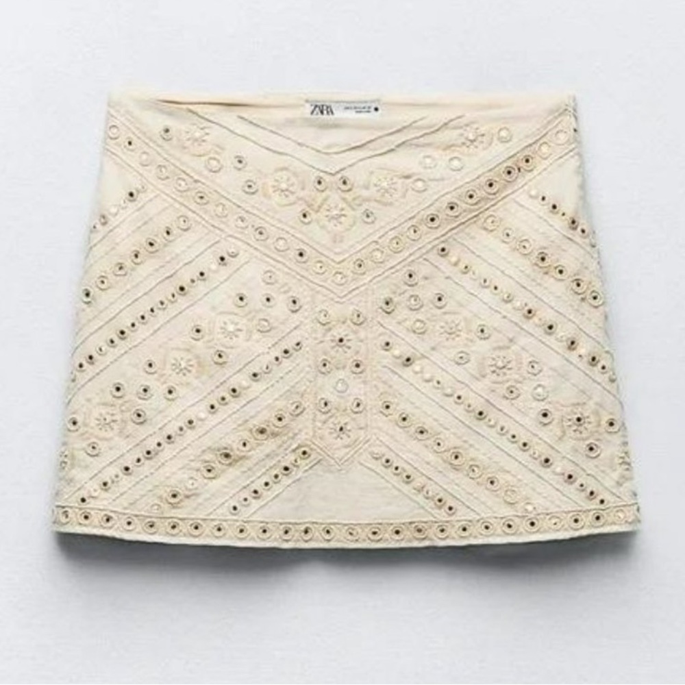 Zara Embroidered Mini Skirt